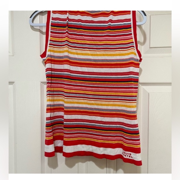 Women Sz 8  Rainbow High neck Stretch Soft Y2K Pull Over Golf Top Sporty Artisan - Picture 5 of 8